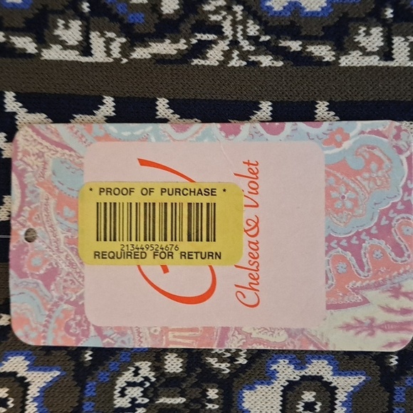 Chelsea & Violet Black, Blue & Olive Print Stretch Knit Dress With Open Shoulder - Picture 9 of 10